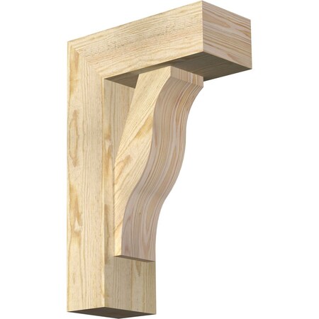 Ekena Millwork Funston Block Rough Sawn Bracket w/ Offset Brace, Douglas Fir, 6"W x 14"D x 22"H BKT0604X14X22FST05RDF